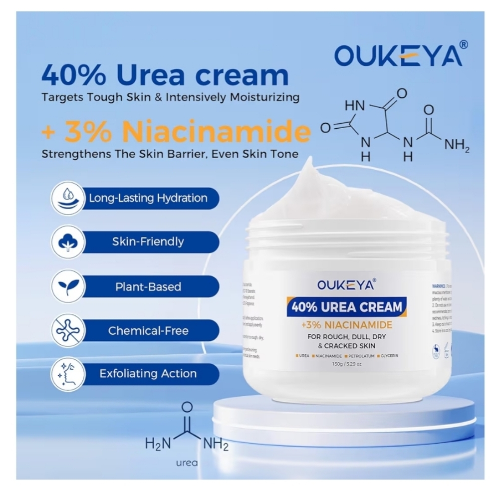 OUKEYA Urea Cream 40 Percent with 3% Niacinamide, Intensive Moisturizer - Picture 2 of 10